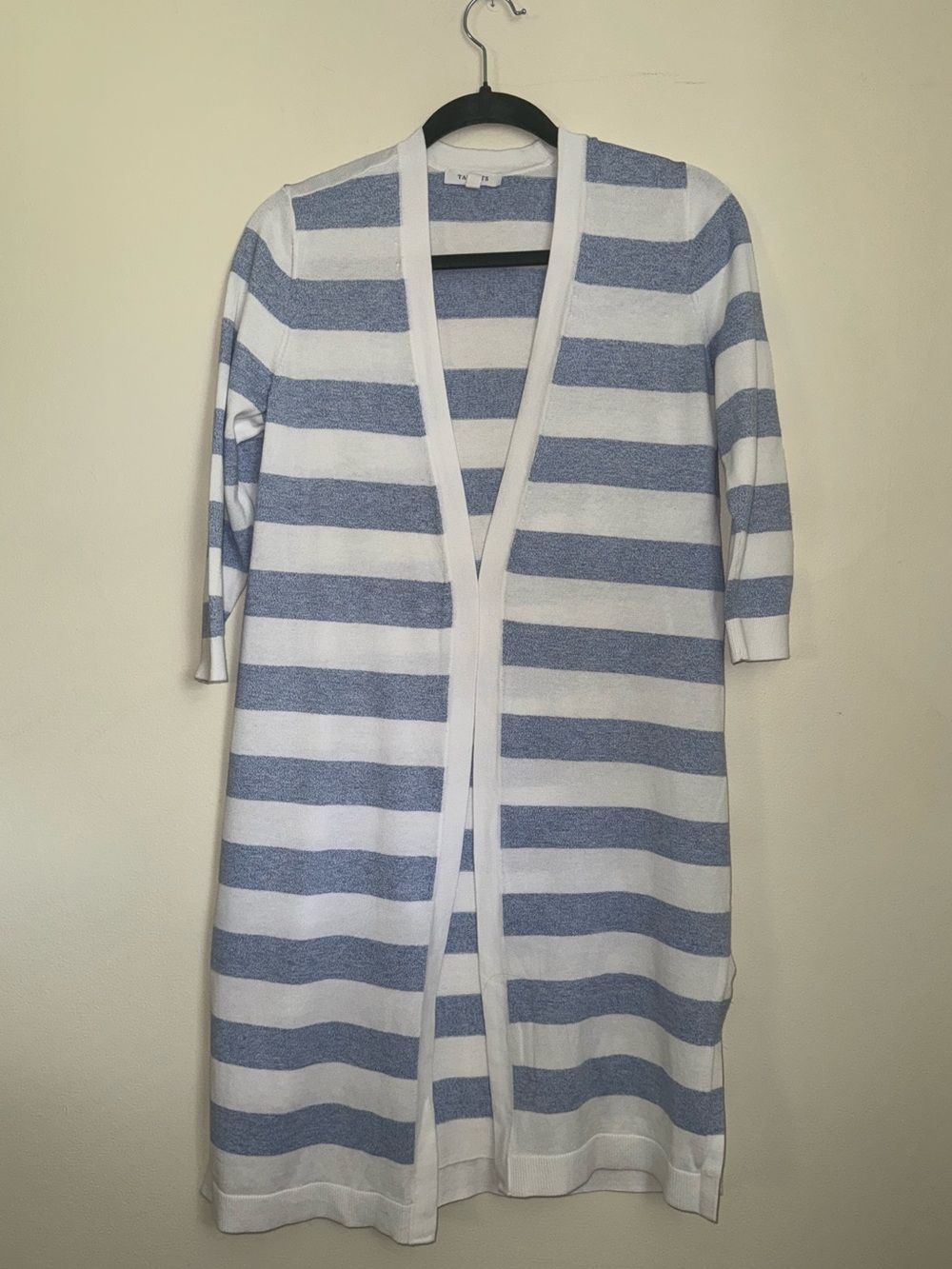 Talbots Blue and White Striped Cotton Cardigan